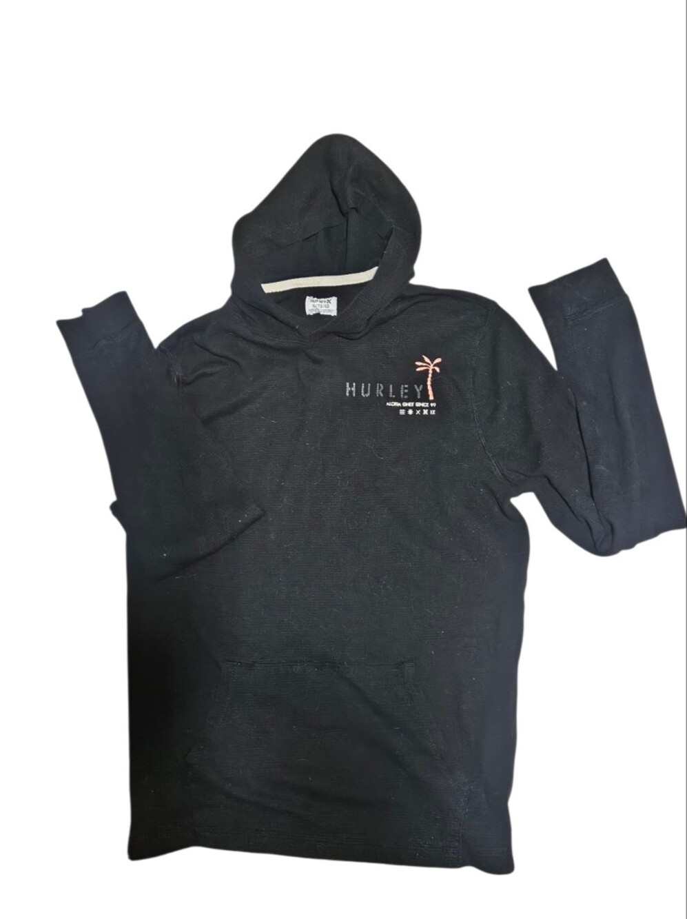 Hurley Black Hoodie with Pink Palm Graphic
